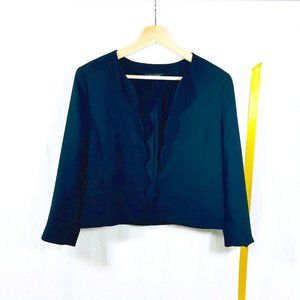 Ann Taylor crepe, scalloped, bolero, cropped, jacket. 3/4 Sleeve.